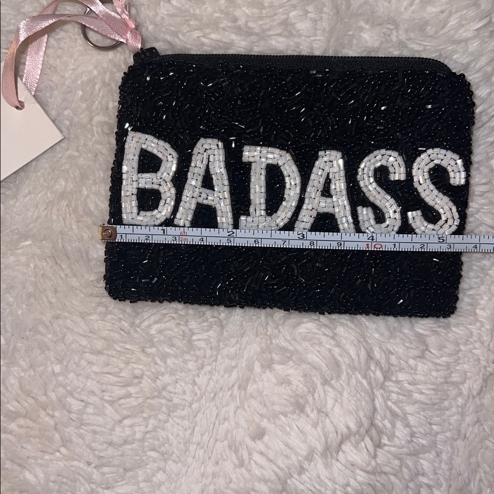 NWT ‘Badass’ Beaded Zippered Keychain Pouch - Picture 4 of 5